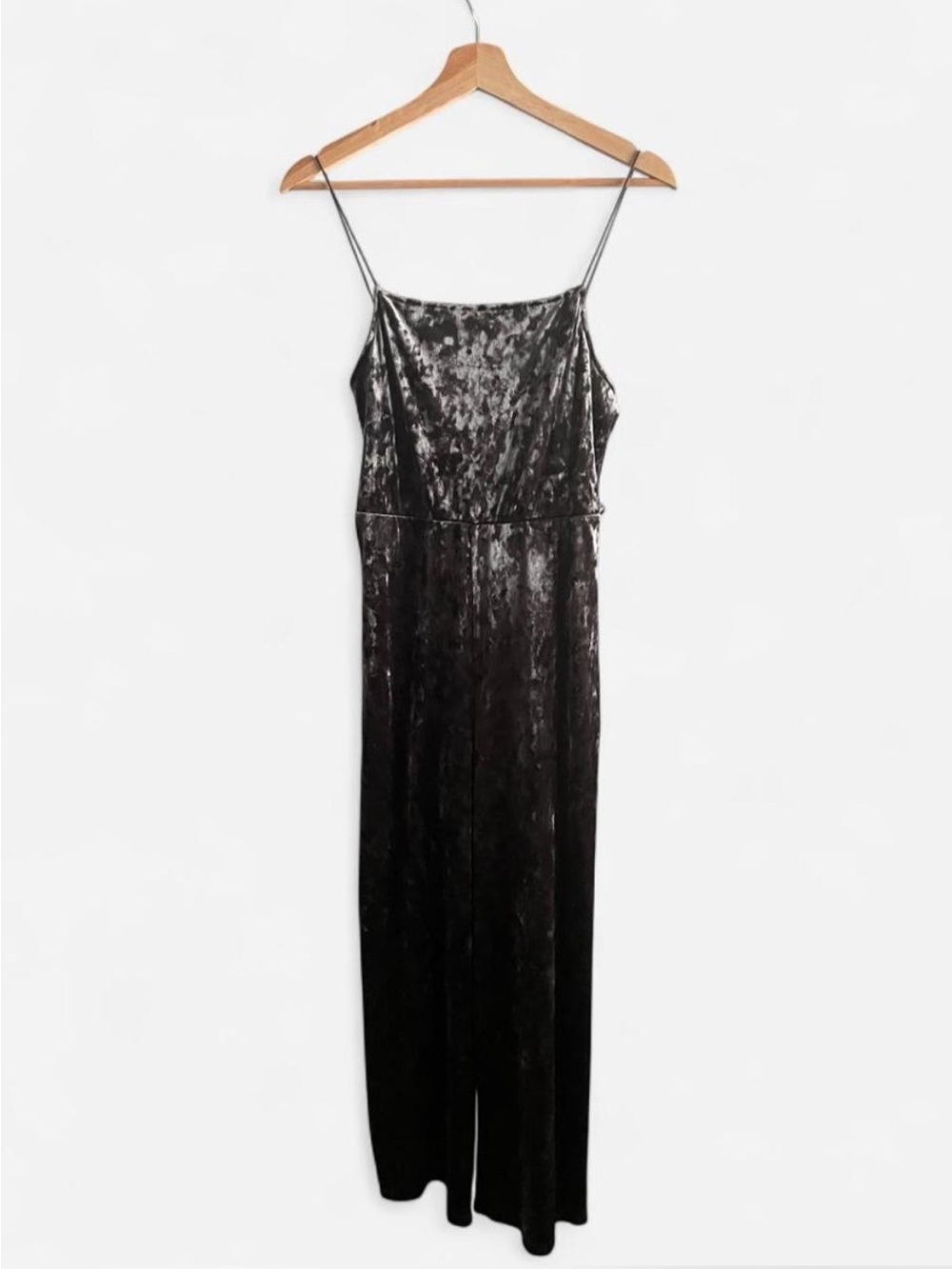 Topshop Dark Grey Velvet Jumpsuit - Classic Women's Evening Wear